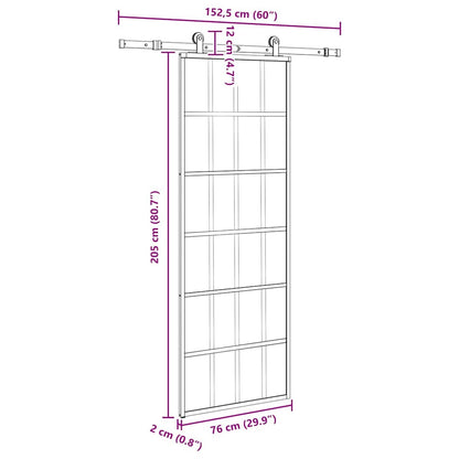 Porta Scorrevole con Ferramenta 76x205cm Vetro ESG Alluminio | homemem39