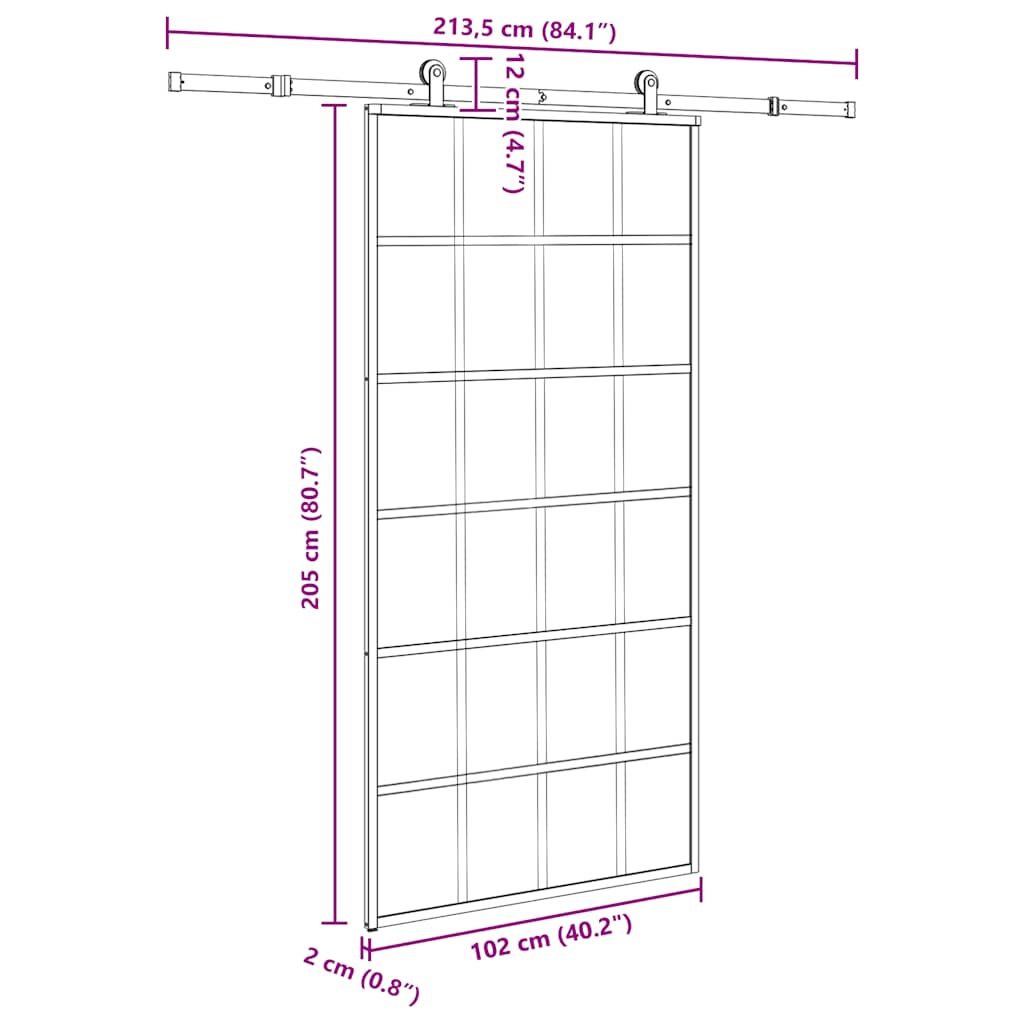 Porta Scorrevole con Ferramenta 102x205 cm Vetro ESG Alluminio | homemem39