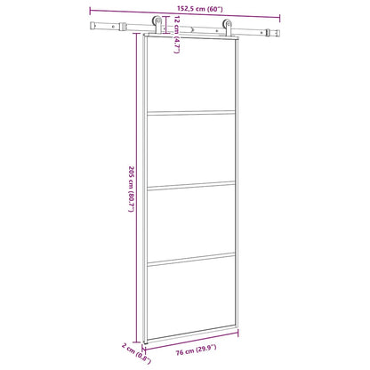 Porta Scorrevole con Ferramenta 76x205cm Vetro ESG Alluminio | homemem39