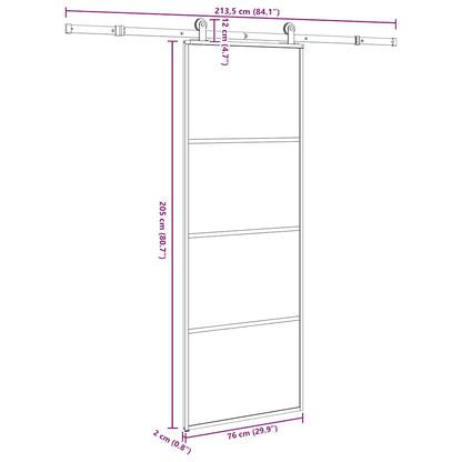 Porta Scorrevole con Ferramenta 76x205cm Vetro ESG Alluminio | homemem39