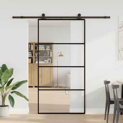 Porta Scorrevole con Ferramenta 102,5x205cm Vetro ESG Alluminio | homemem39