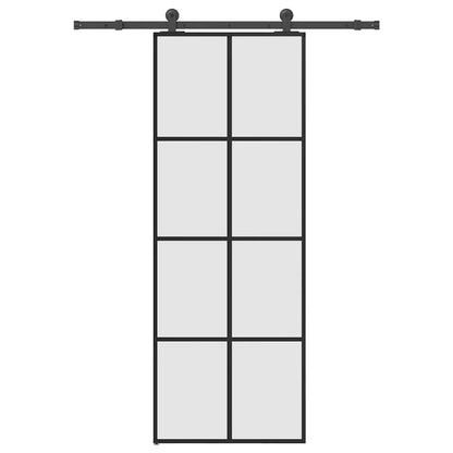 Porta Scorrevole con Ferramenta 76x205cm Vetro ESG Alluminio | homemem39