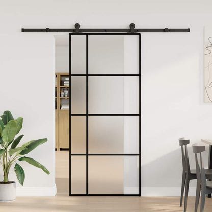 Porta Scorrevole con Ferramenta 90x205cm Vetro ESG Alluminio | homemem39