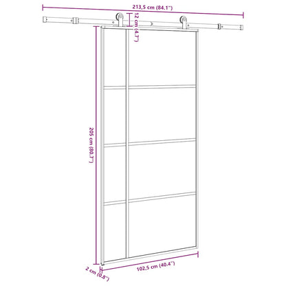 Porta Scorrevole con Ferramenta 102,5x205cm Vetro ESG Alluminio | homemem39