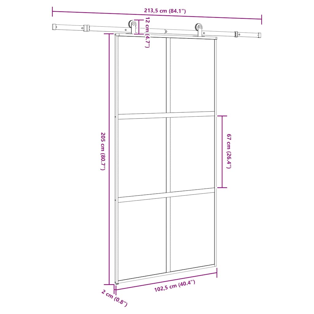 Porta Scorrevole con Ferramenta Vetro Temperato Alluminio | homemem39
