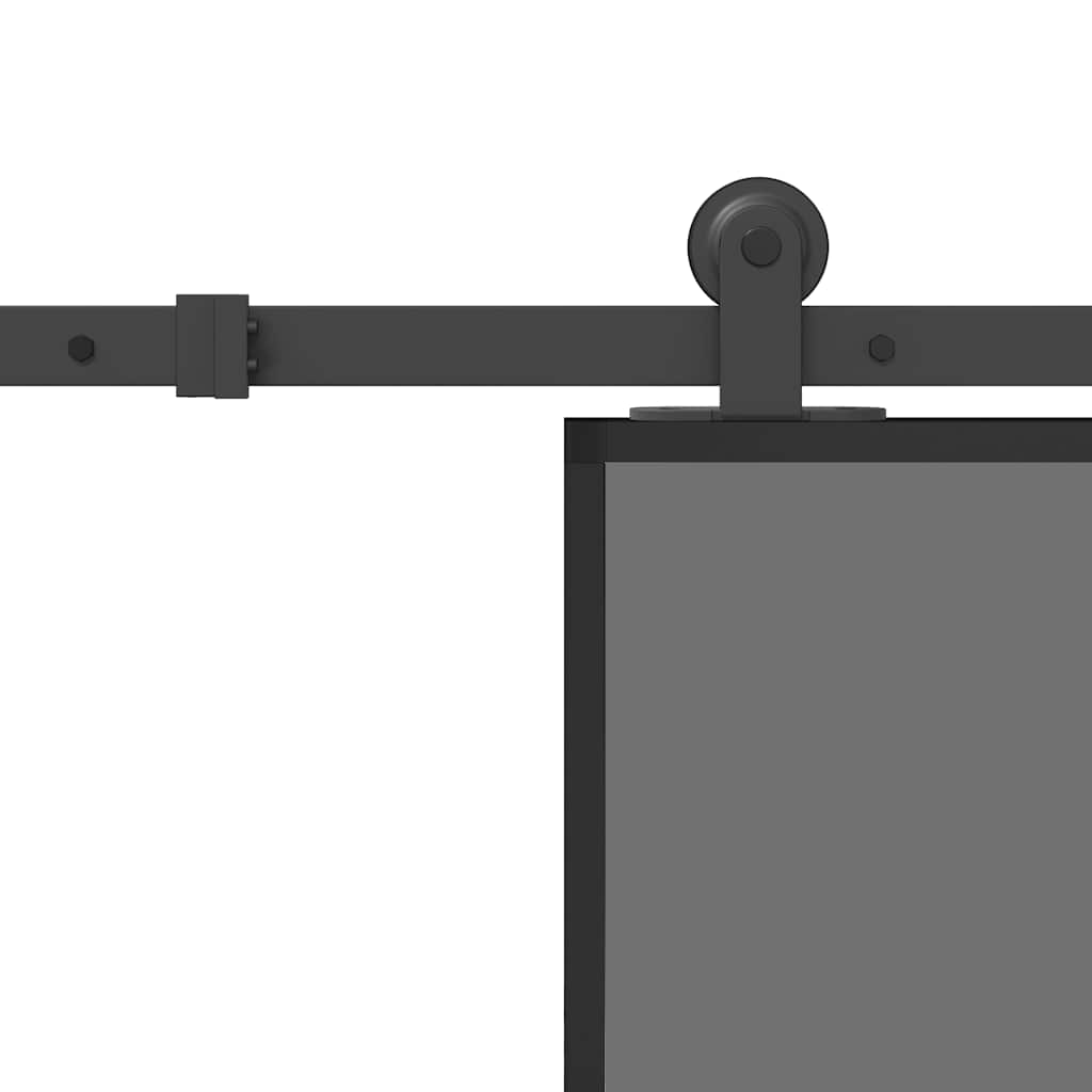 Porta Scorrevole Ferramenta 76x205 cm Vetro Temperato Alluminio | homemem39