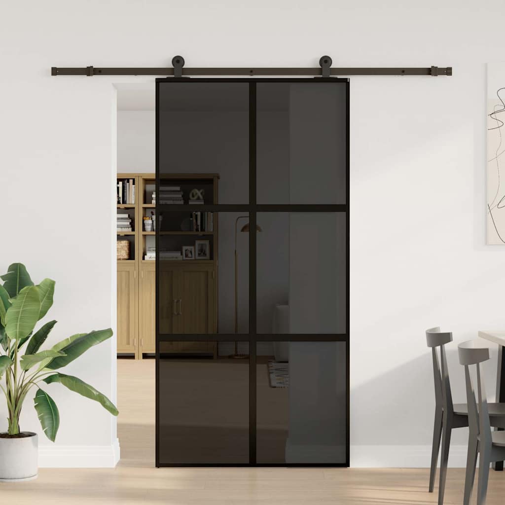 Porta Scorrevole con Ferramenta Vetro Temperato Alluminio | homemem39
