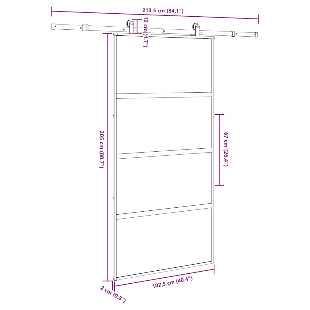Porta Scorrevole con Ferramenta Vetro Temperato Alluminio | homemem39