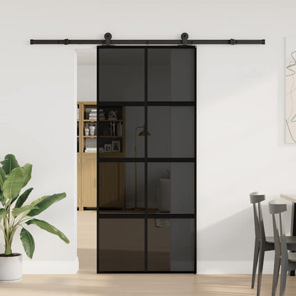 Porta Scorrevole Ferramenta 90x205 cm Vetro Temperato Alluminio | homemem39