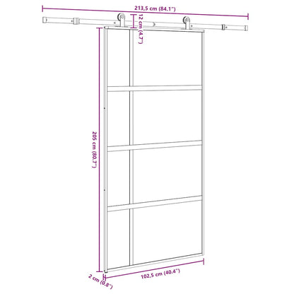 Porta Scorrevole con Ferramenta Vetro Temperato Alluminio | homemem39