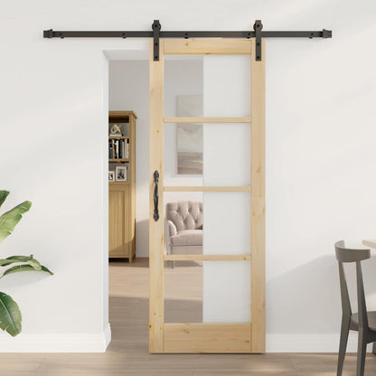 Porta scorrevole ORKDAL Naturale e Nero 73,5 x 198,5 cm | homemem39