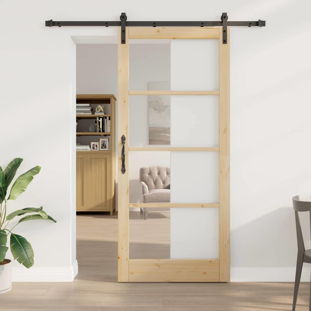 Porta scorrevole ORKDAL Naturale e Nero 93 x 211 cm | homemem39