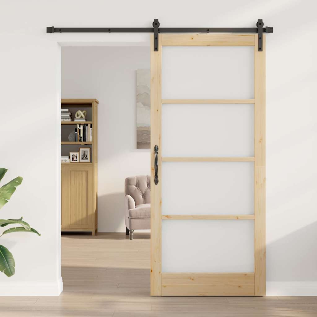 Porta scorrevole ORKDAL Naturale e Nero 93 x 211 cm | homemem39