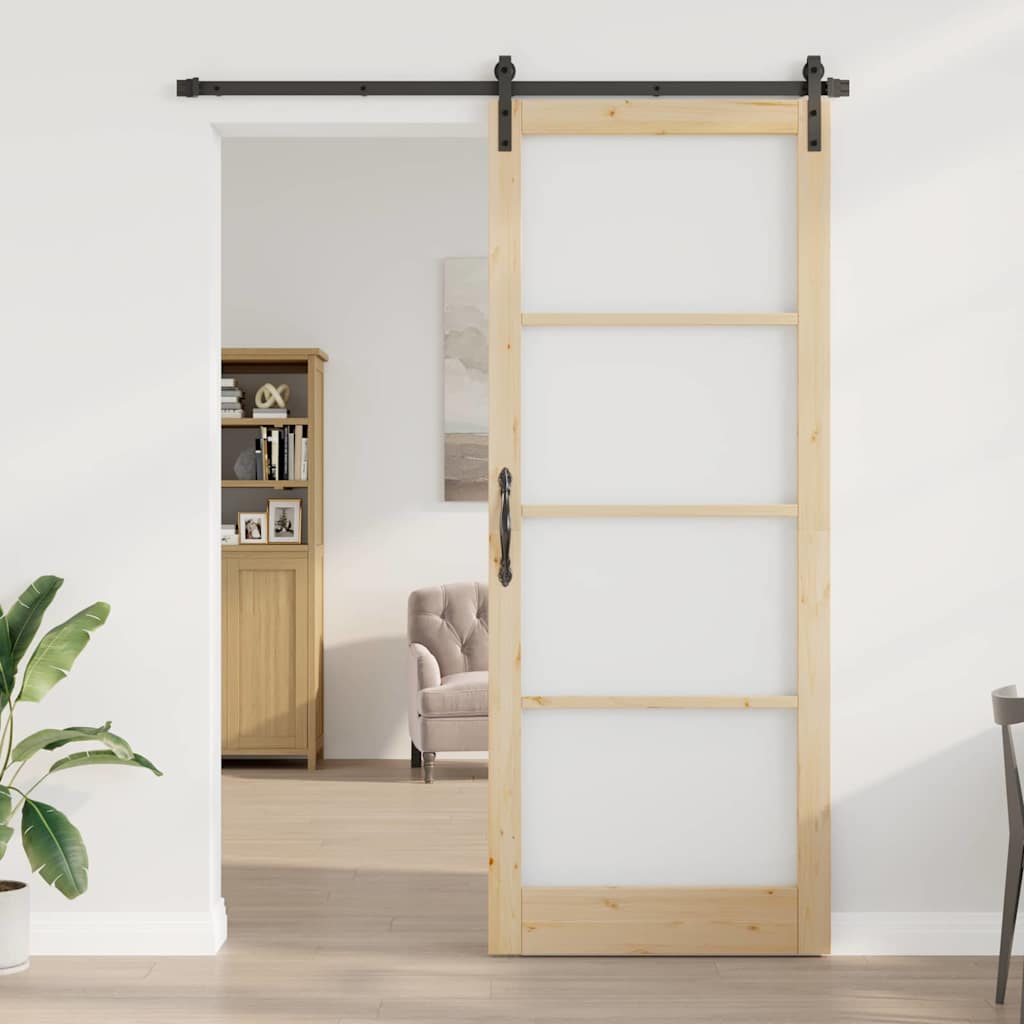 Porta scorrevole ORKDAL Naturale e Nero 93 x 232 cm | homemem39