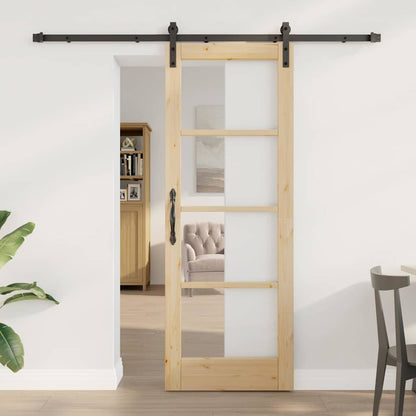 Porta scorrevole ORKDAL Naturale e Nero 73,5 x 198,5 cm | homemem39