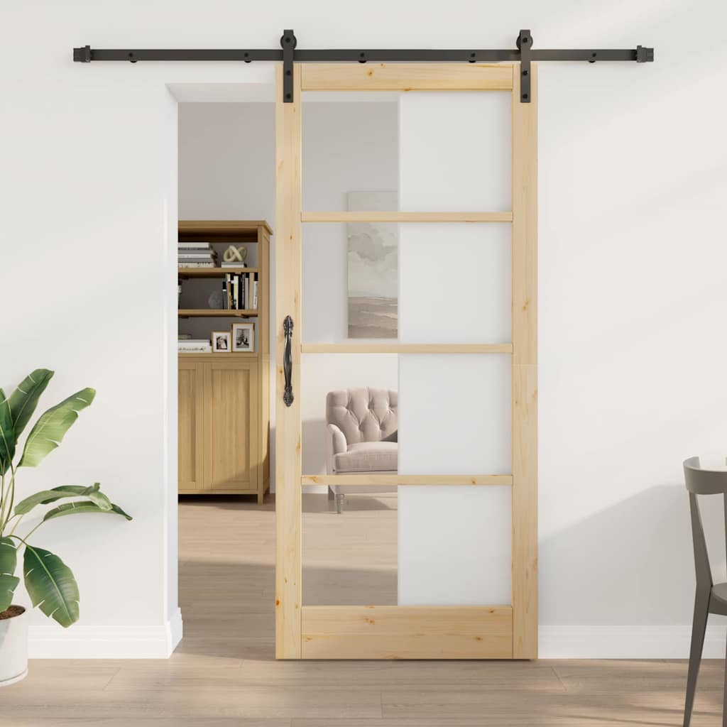 Porta scorrevole ORKDAL Naturale e Nero 93 x 211 cm | homemem39