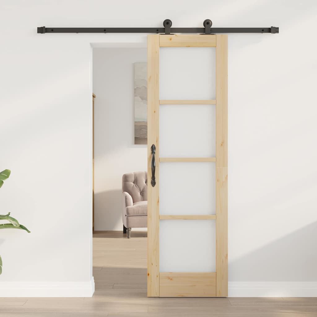 Porta scorrevole ORKDAL Naturale e Nero 61 x 198,5 cm | homemem39