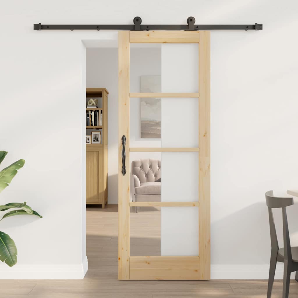 Porta scorrevole ORKDAL Naturale e Nero 73,5 x 198,5 cm | homemem39