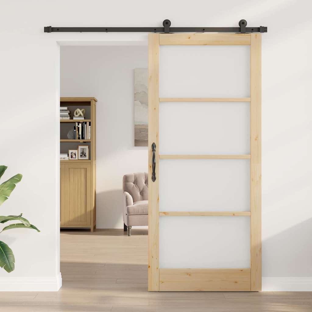 Porta scorrevole ORKDAL Naturale e Nero 93 x 211 cm | homemem39
