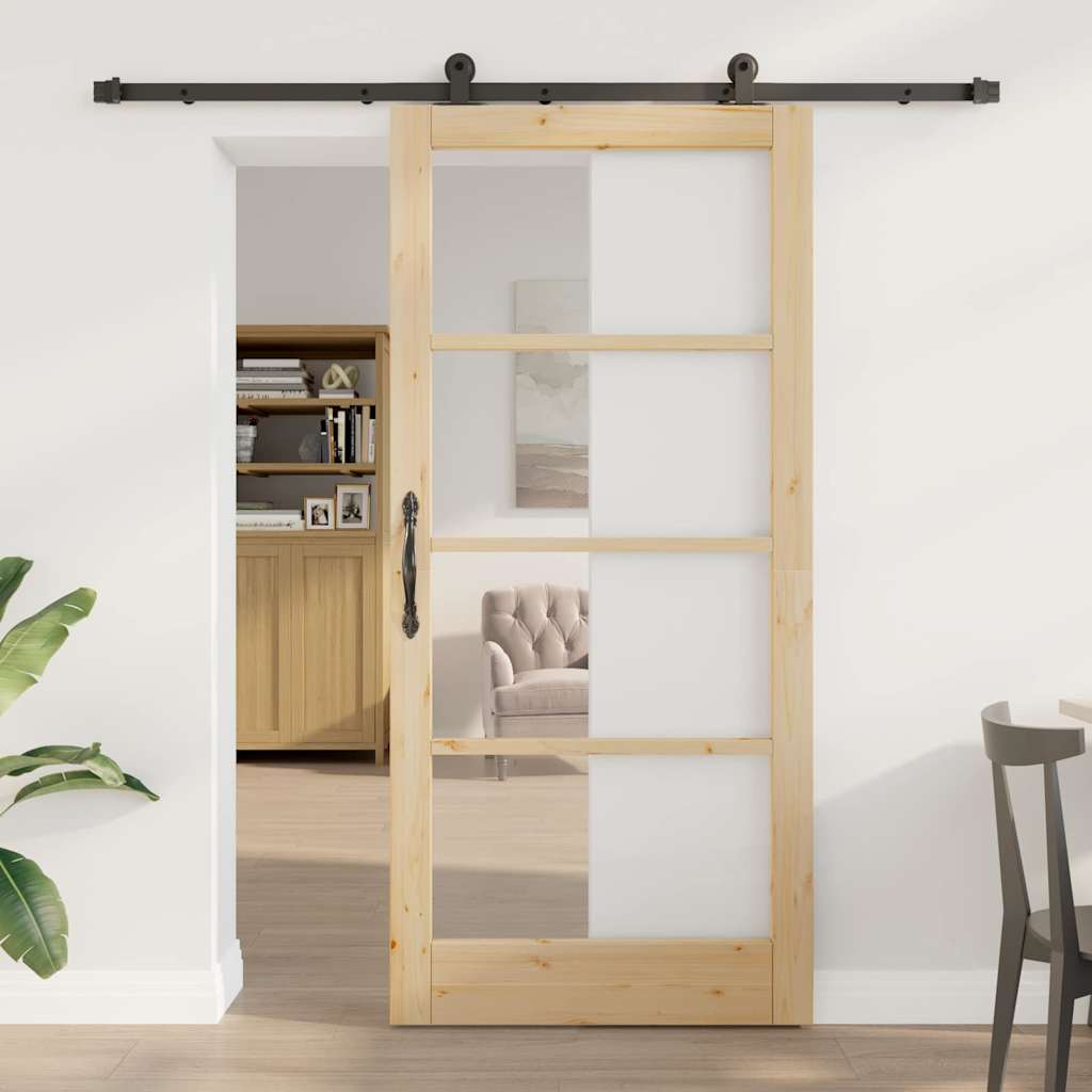 Porta scorrevole ORKDAL Naturale e Nero 93 x 202 cm | homemem39
