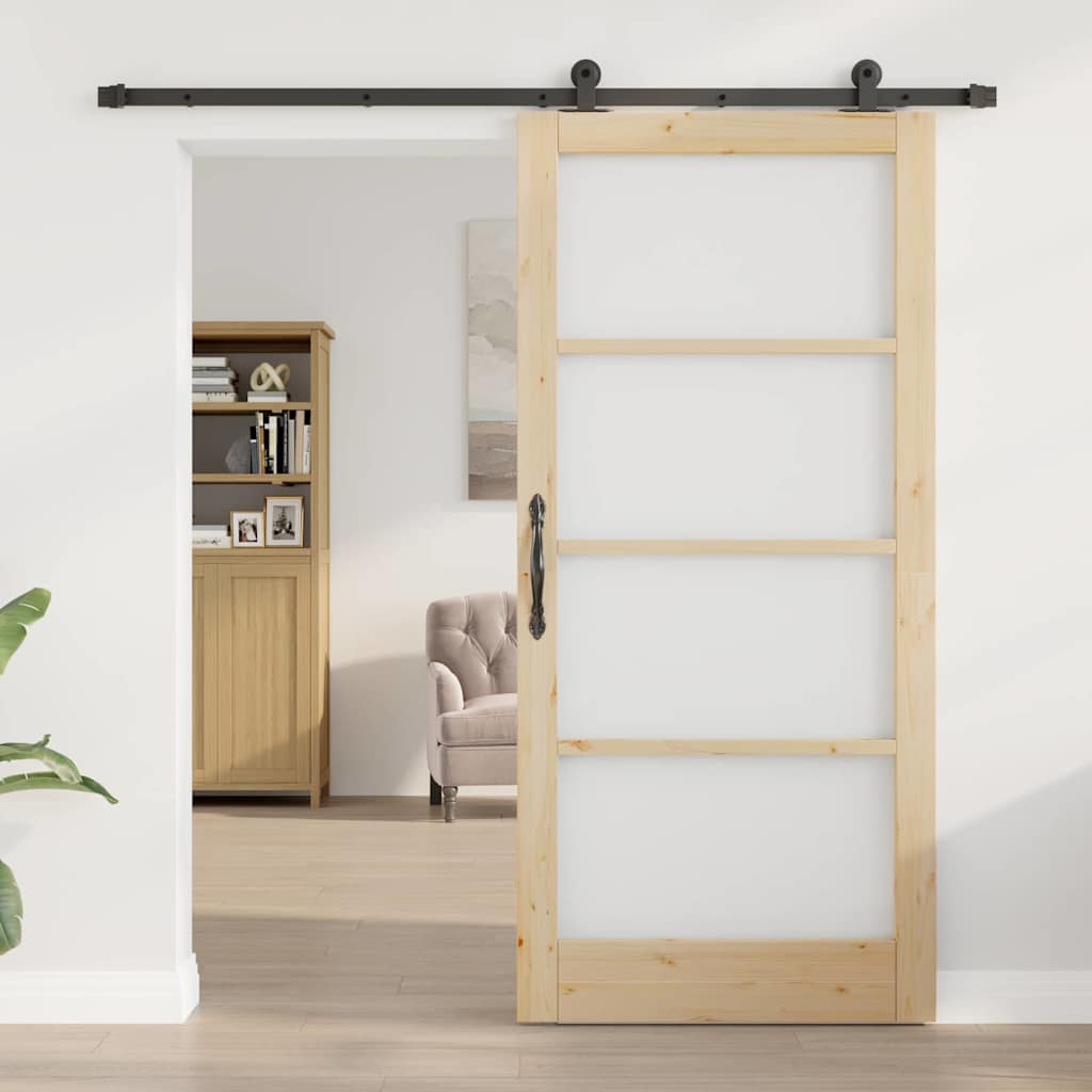 Porta scorrevole ORKDAL Naturale e Nero 93 x 202 cm | homemem39