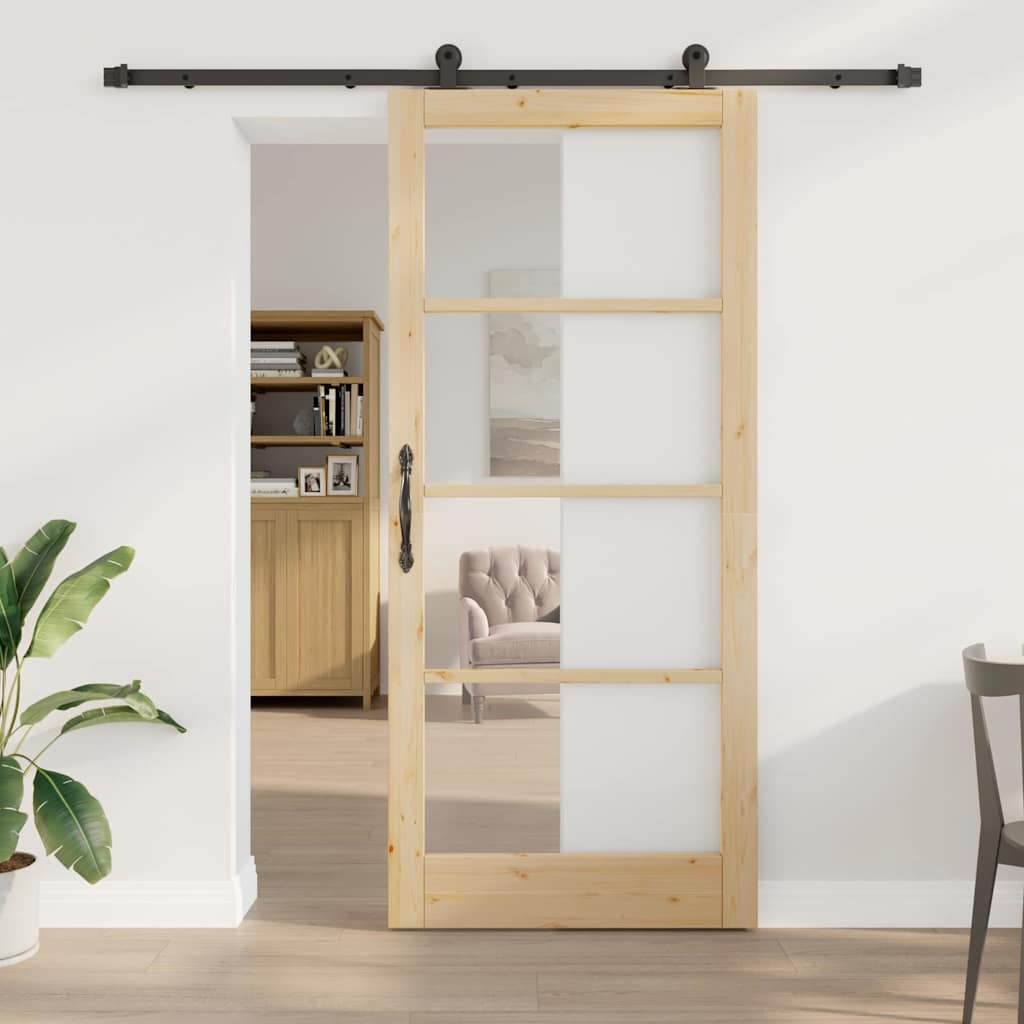 Porta scorrevole ORKDAL Naturale e Nero 93 x 211 cm | homemem39
