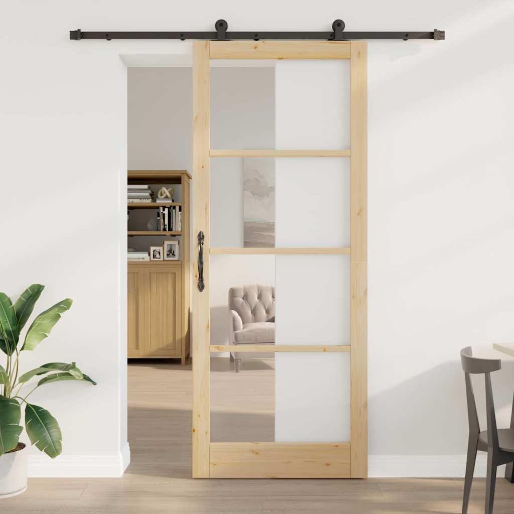Porta scorrevole ORKDAL Naturale e Nero 93 x 232 cm | homemem39