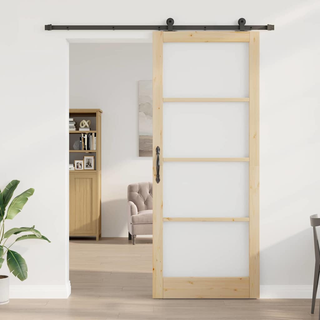 Porta scorrevole ORKDAL Naturale e Nero 93 x 232 cm | homemem39