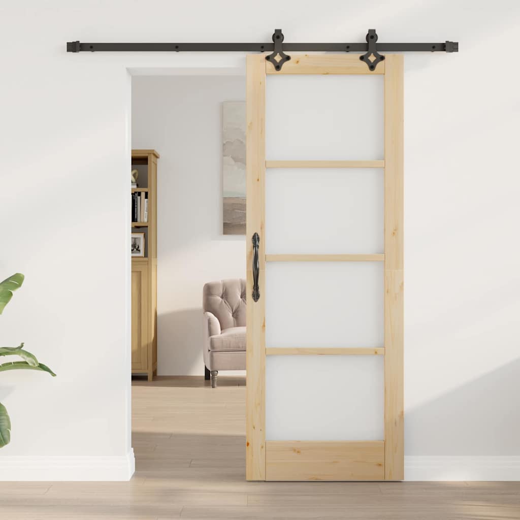 Porta scorrevole ORKDAL Naturale e Nero 73,5 x 198,5 cm | homemem39