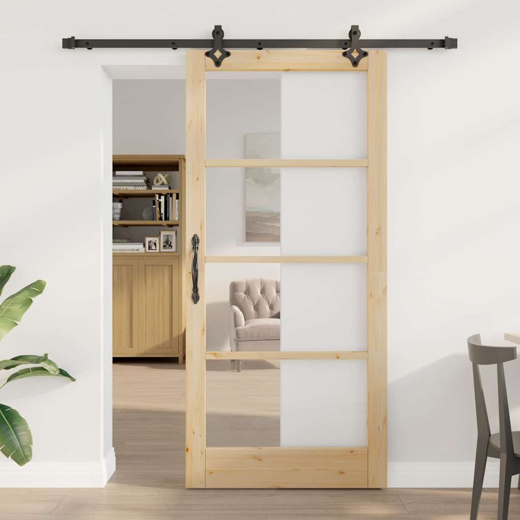 Porta scorrevole ORKDAL Naturale e Nero 93 x 202 cm | homemem39