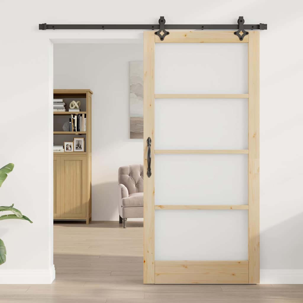 Porta scorrevole ORKDAL Naturale e Nero 93 x 202 cm | homemem39