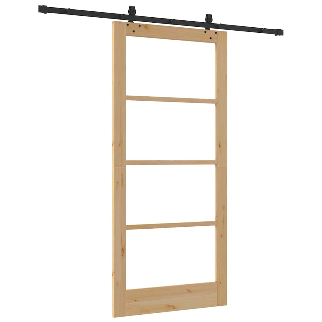 Porta scorrevole ORKDAL Naturale e Nero 93 x 202 cm | homemem39