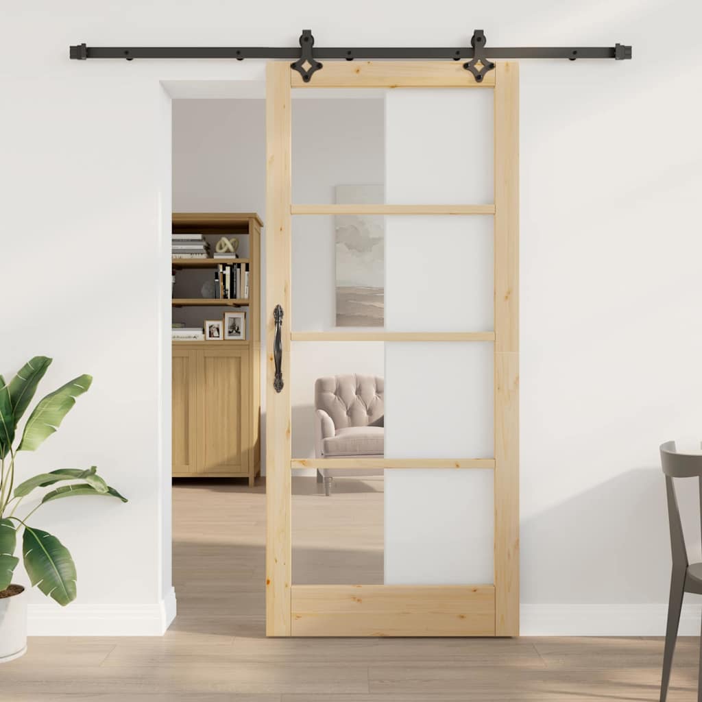 Porta scorrevole ORKDAL Naturale e Nero 93 x 211 cm | homemem39