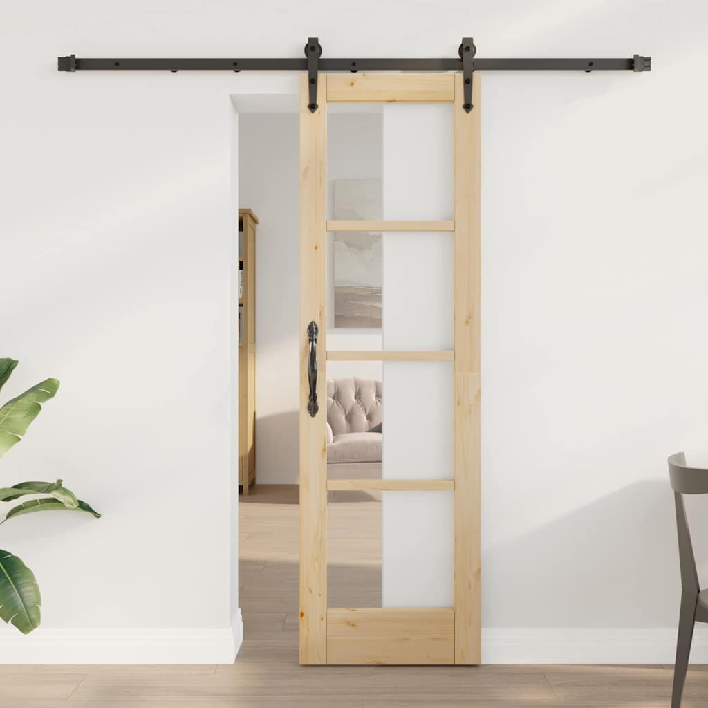 Porta scorrevole Naturale e Nero 61 x 198,5 cm | homemem39