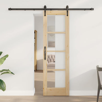 Porta scorrevole Naturale e Nero 61 x 198,5 cm | homemem39