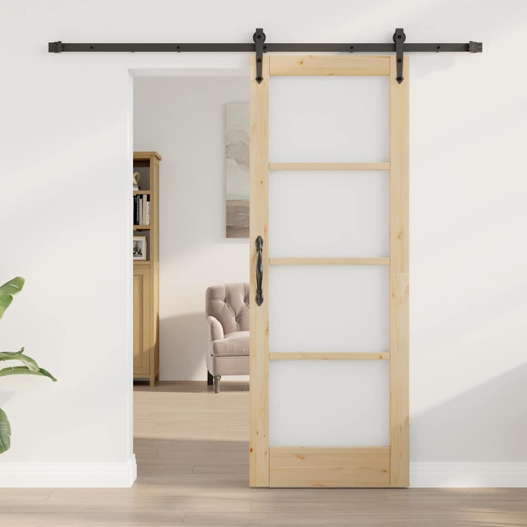 Porta scorrevole Naturale e Nero 73,5 x 198,5 cm | homemem39