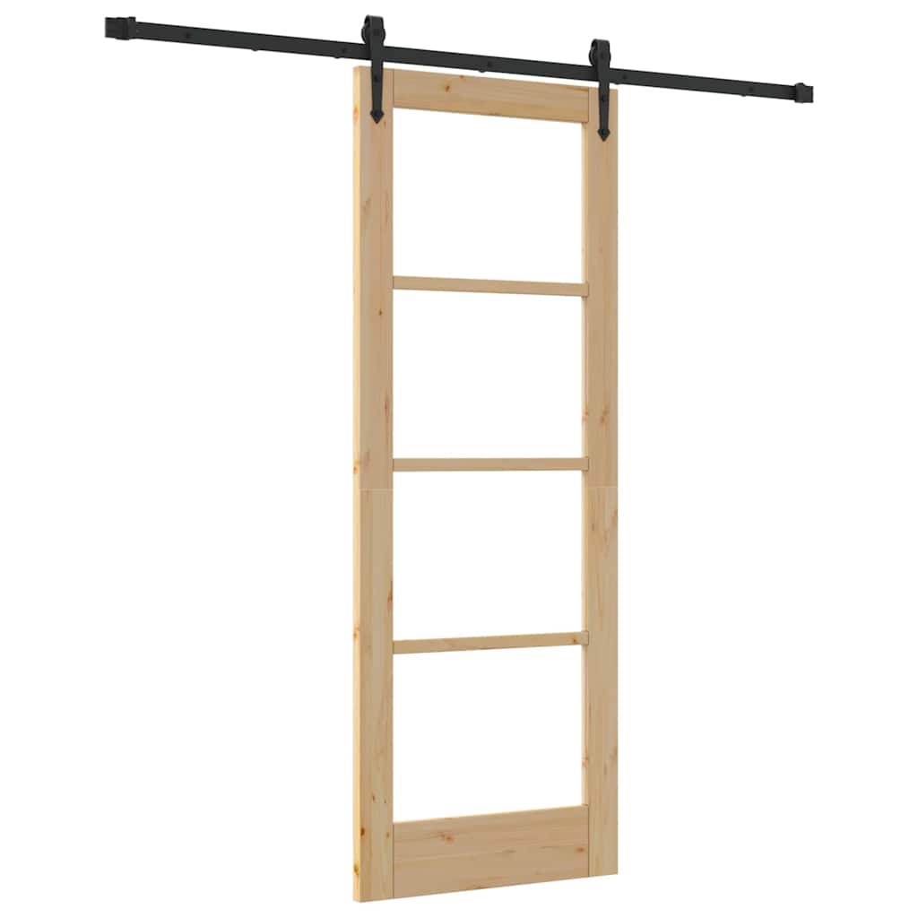 Porta scorrevole Naturale e Nero 73,5 x 198,5 cm | homemem39