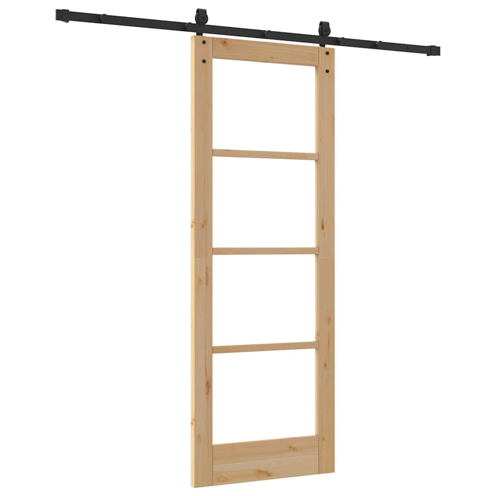 Porta scorrevole Naturale e Nero 73,5 x 198,5 cm | homemem39
