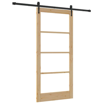 Porta scorrevole Naturale e Nero 93 x 202 cm | homemem39