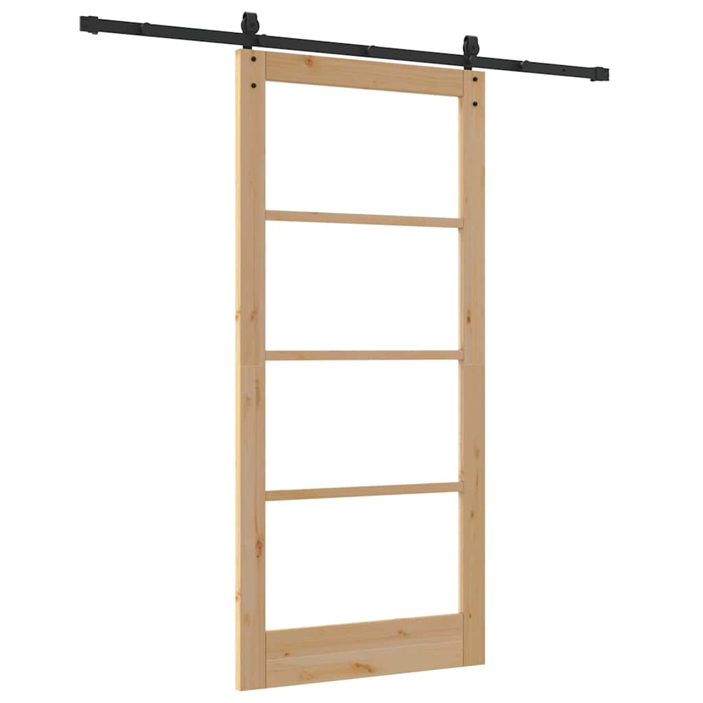 Porta scorrevole Naturale e Nero 93 x 202 cm | homemem39
