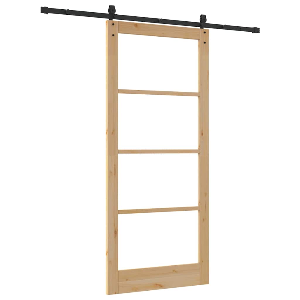 Porta scorrevole Naturale e Nero 93 x 211 cm | homemem39