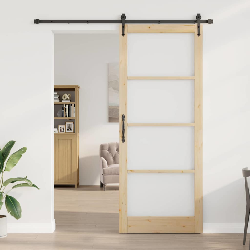 Porta scorrevole Naturale e Nero 93 x 232 cm | homemem39