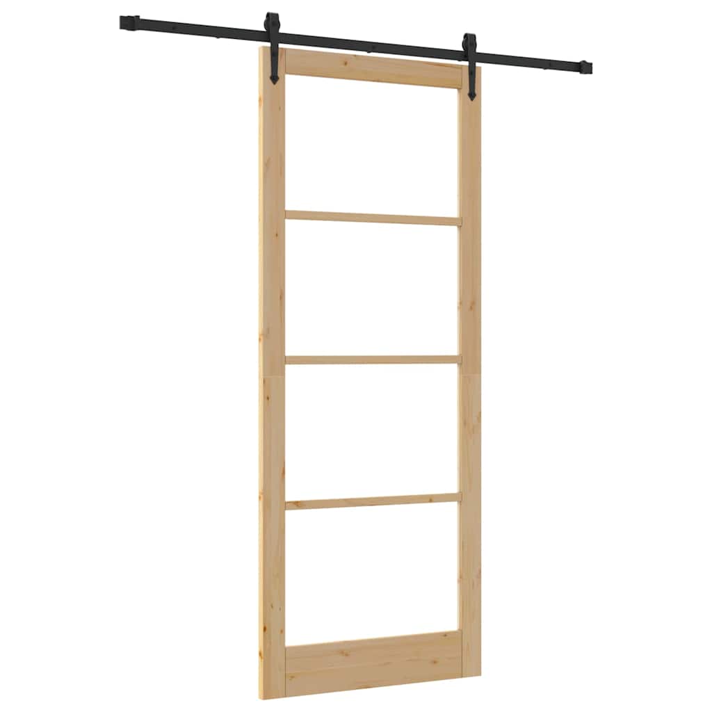 Porta scorrevole Naturale e Nero 93 x 232 cm | homemem39