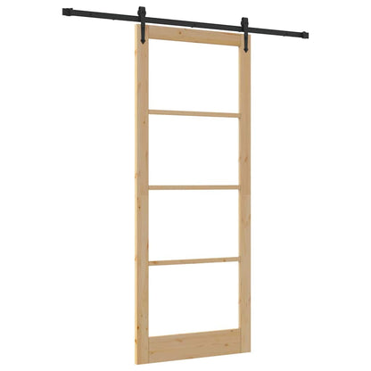Porta scorrevole Naturale e Nero 93 x 232 cm | homemem39