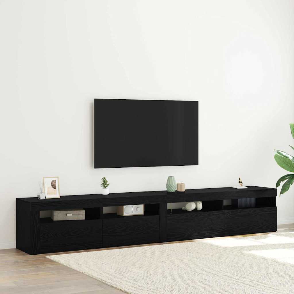 Mobile TV 2 pcs Rovere Nero Legno ingegnerizzato | homemem39