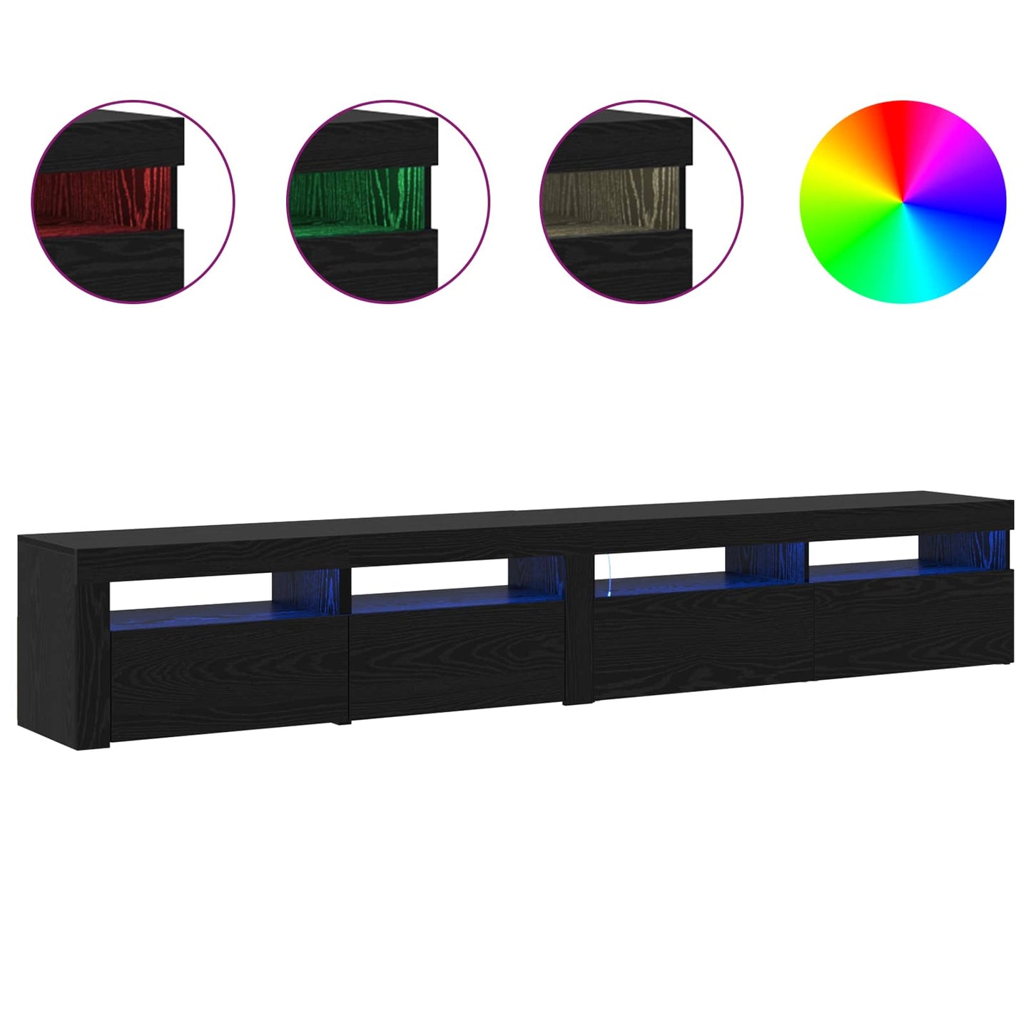 Mobile TV 2 pcs Rovere Nero Legno ingegnerizzato | homemem39