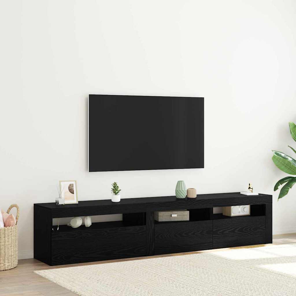 Mobile TV 2 pcs Rovere Nero Legno ingegnerizzato | homemem39