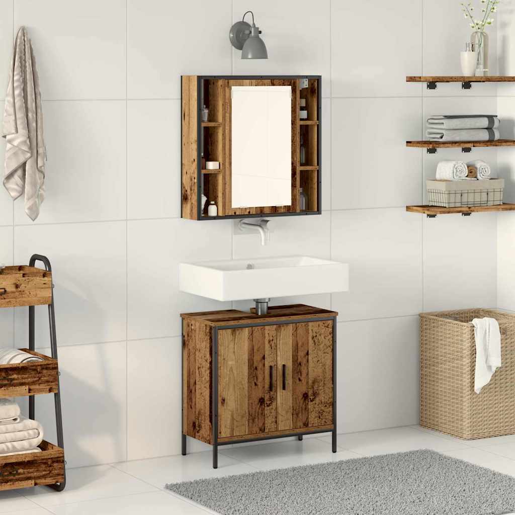 Set di mobili per il bagno 2 pcs Marrone Legno multistrato | homemem39