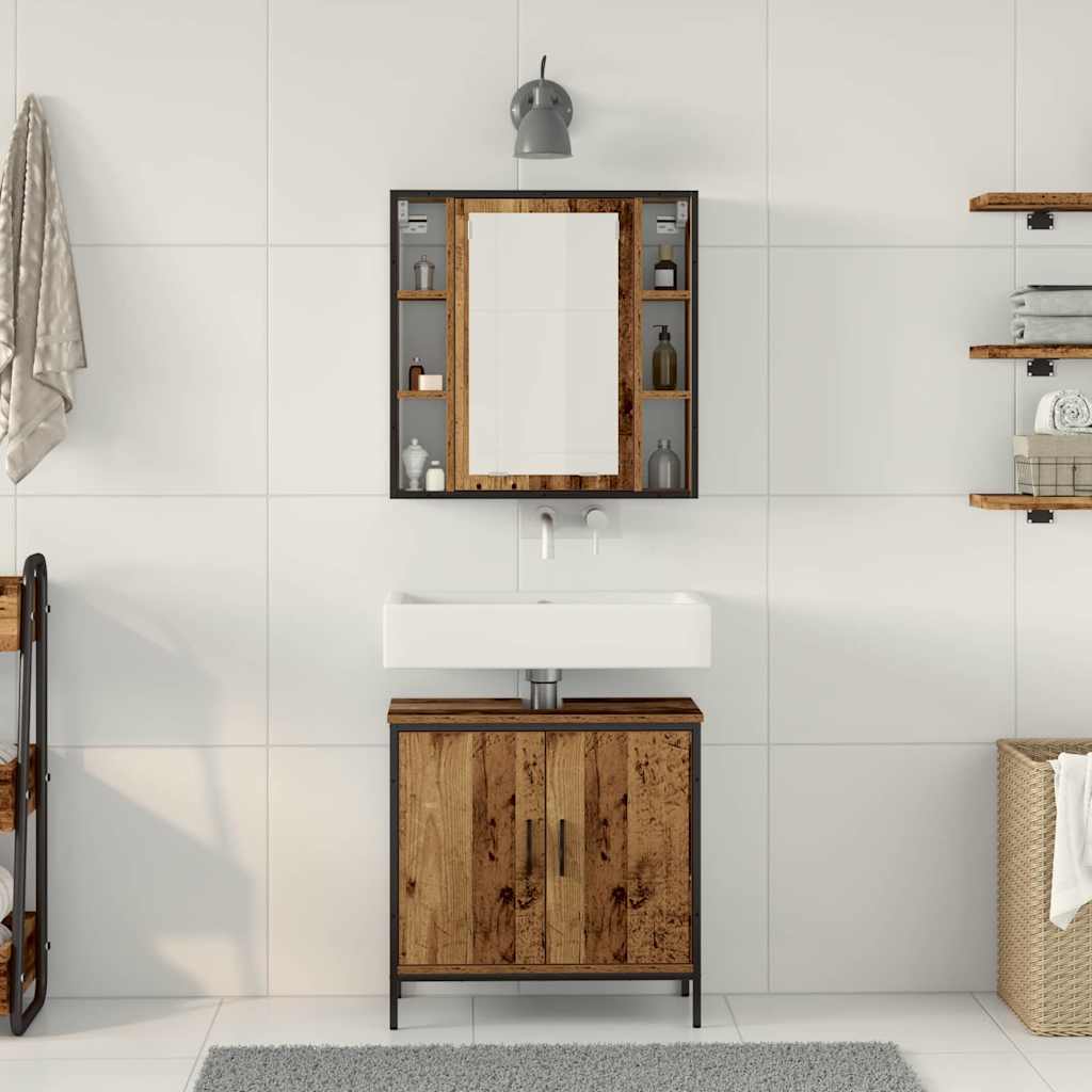Set di mobili per il bagno 2 pcs Marrone Legno multistrato | homemem39
