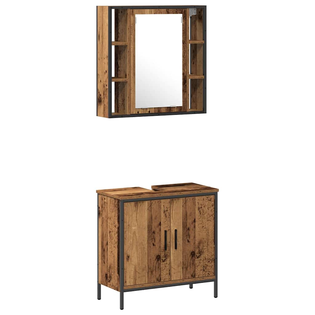 Set di mobili per il bagno 2 pcs Marrone Legno multistrato | homemem39